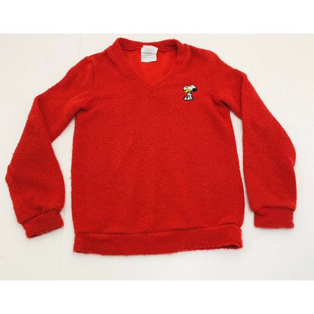 Vintage Danskin Red Sweater Snoopy Joe Cool Woodstock 1980’s 80’s Girls Size 5